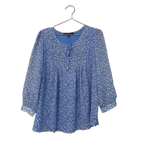 Tommy Hilfiger Floral Pin Tuck Blouse - Size Large - Picture 2 of 7
